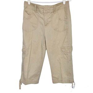 Vintage Y2K Womens 12 Capri Cargo Pants Beige Khaki Straight Leg